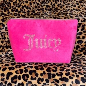 Juicy Couture Neon Pink Rhinestone Logo Cosmetic Bag